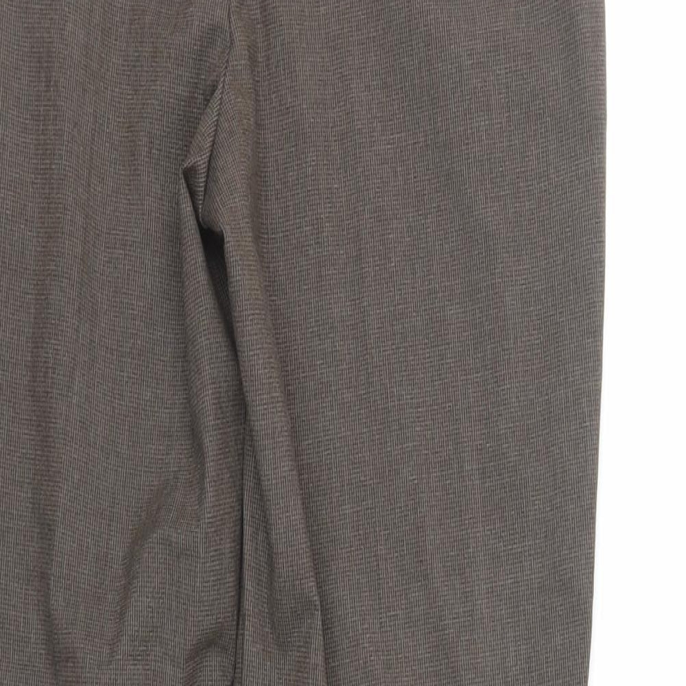 Marks and Spencer Womens Brown Polyester Trousers Size 8 L30 in Regular Zip