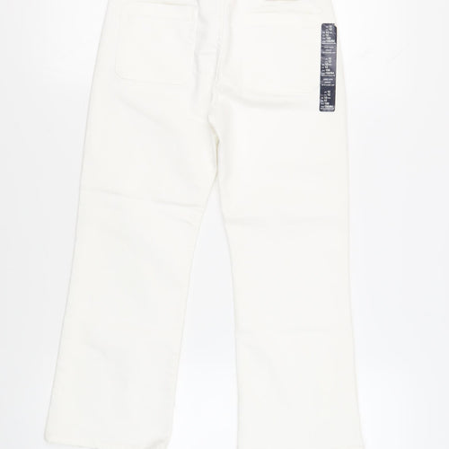 Gap Girls White Cotton Cropped Jeans Size 12 Years Regular Button