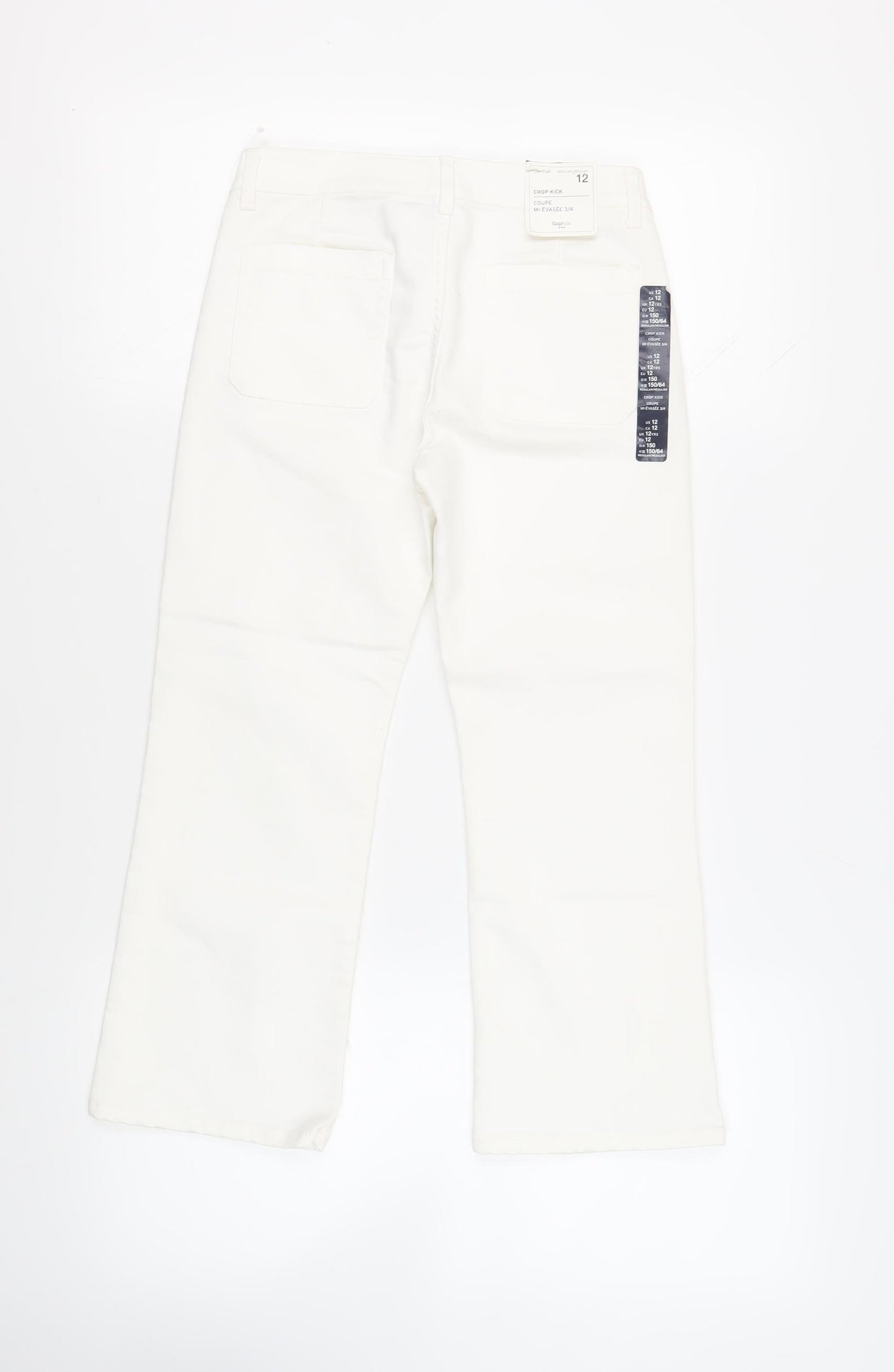 Gap Girls White Cotton Cropped Jeans Size 12 Years Regular Button