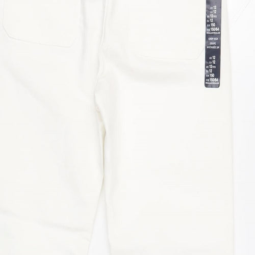 Gap Girls White Cotton Cropped Jeans Size 12 Years Regular Button