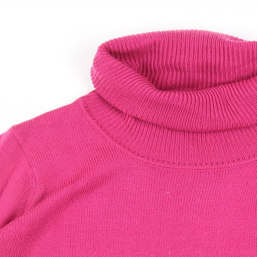 Damart Womens Pink Roll Neck Acrylic Pullover Jumper Size 14