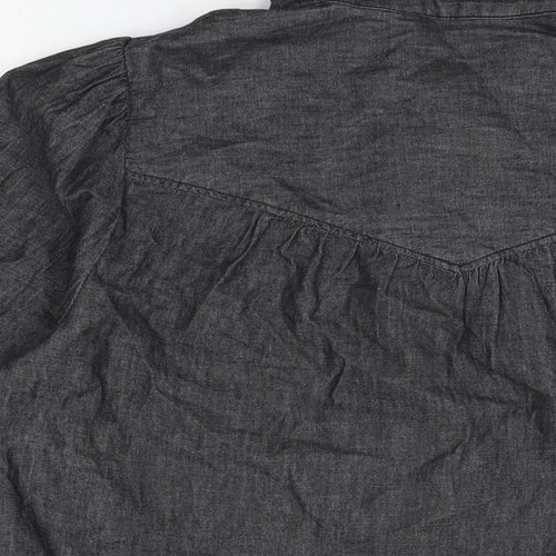 Marks and Spencer Womens Black Cotton Basic Button-Up Size 10 Collared