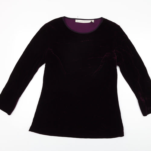Fenn Wright Manson Womens Purple Viscose Basic T-Shirt Size 14 Round Neck