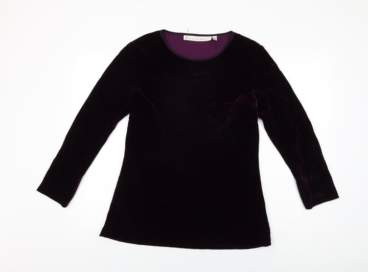 Fenn Wright Manson Womens Purple Viscose Basic T-Shirt Size 14 Round Neck