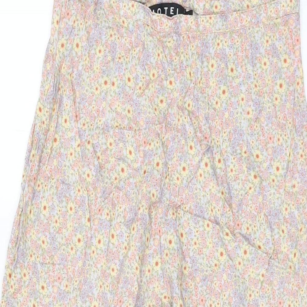 Motel Womens Multicoloured Floral Viscose Trousers Size S L23.5 in Regular Zip