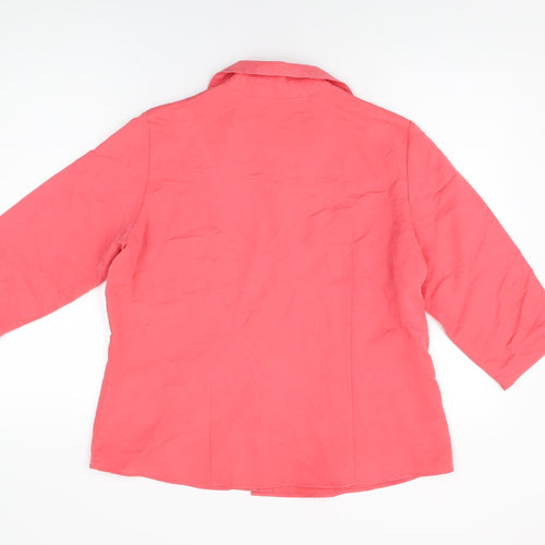 Marks and Spencer Womens Pink Viscose Basic Button-Up Size 18 Collared