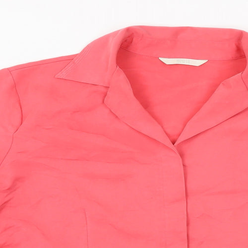 Marks and Spencer Womens Pink Viscose Basic Button-Up Size 18 Collared