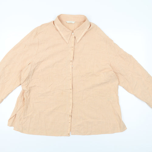 Marks and Spencer Womens Orange Viscose Basic Button-Up Size 20 Collared