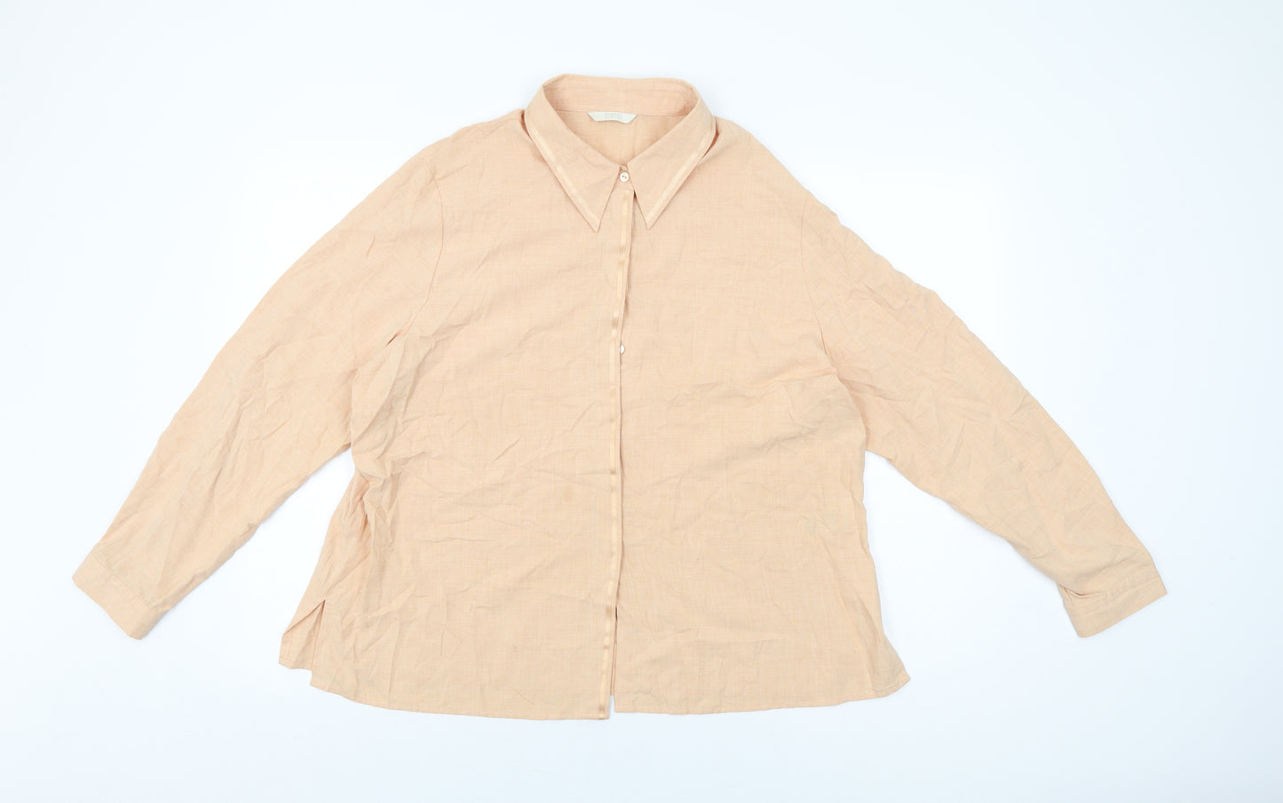 Marks and Spencer Womens Orange Viscose Basic Button-Up Size 20 Collared