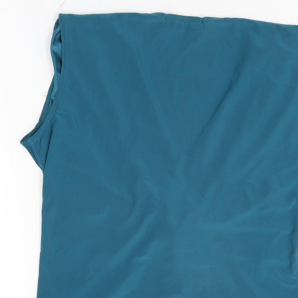Krisp Womens Blue Polyester Basic T-Shirt Size 14 V-Neck