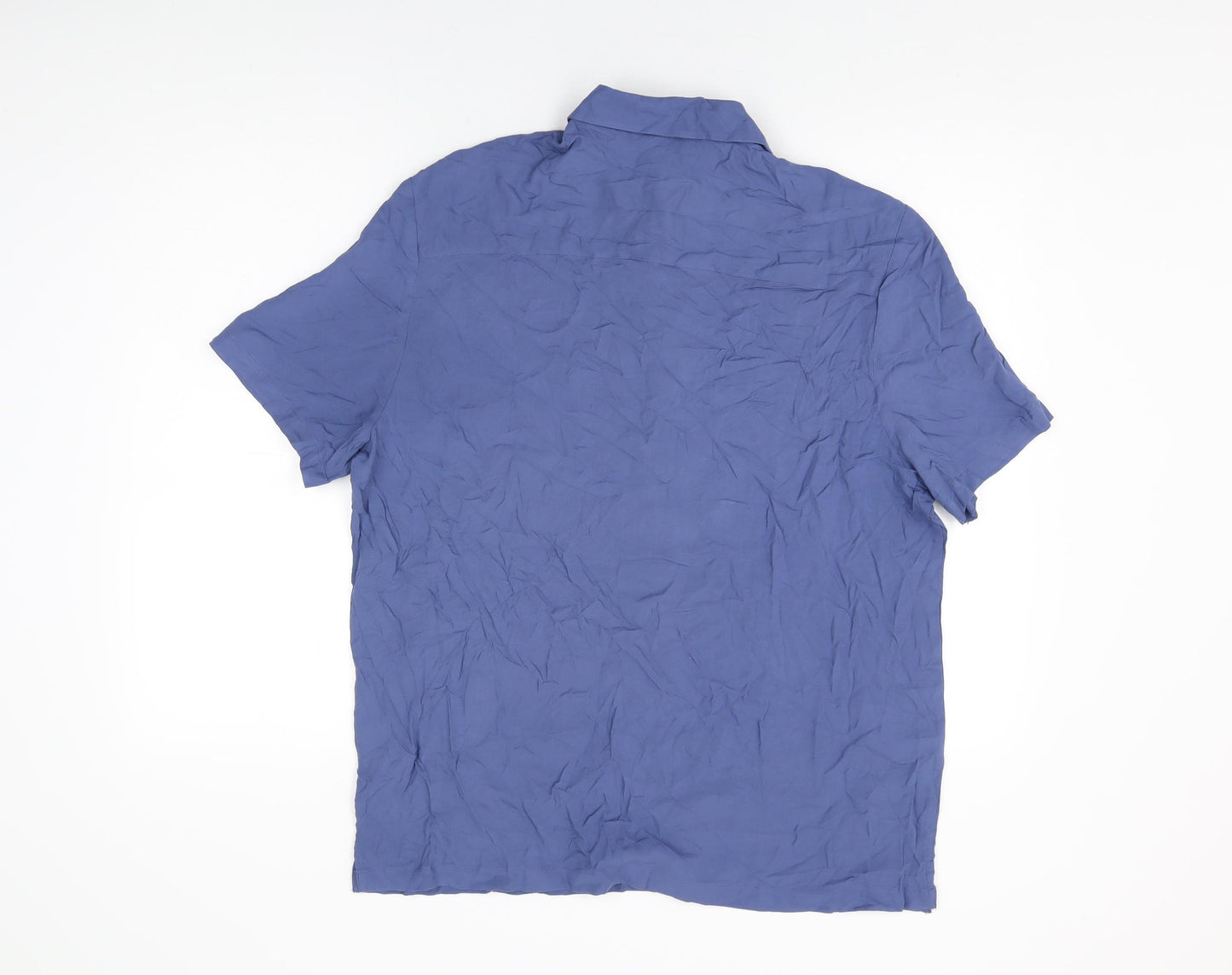 ASOS Mens Blue Viscose Button-Up Size M Collared Button
