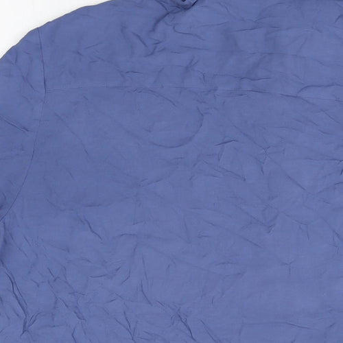 ASOS Mens Blue Viscose Button-Up Size M Collared Button