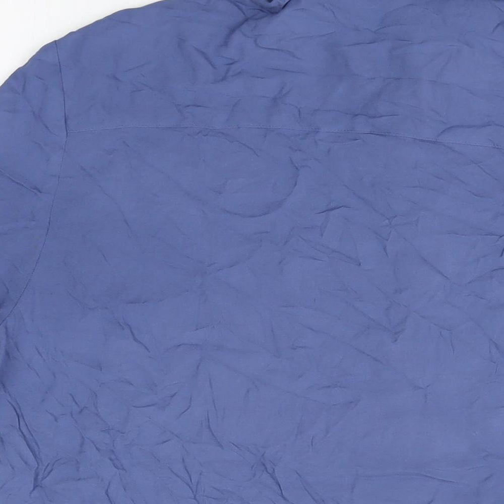 ASOS Mens Blue Viscose Button-Up Size M Collared Button