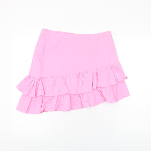 Trevi Womens Pink Cotton Mini Skirt Size 12 Zip