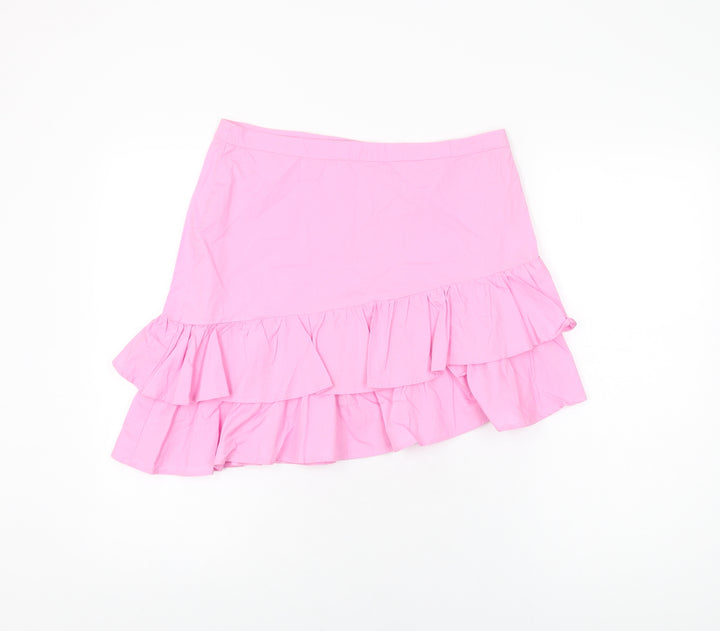 Trevi Womens Pink Cotton Mini Skirt Size 12 Zip