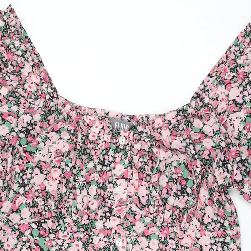 Fluid Womens Pink Floral Polyester Shift Size 12 Sweetheart Button