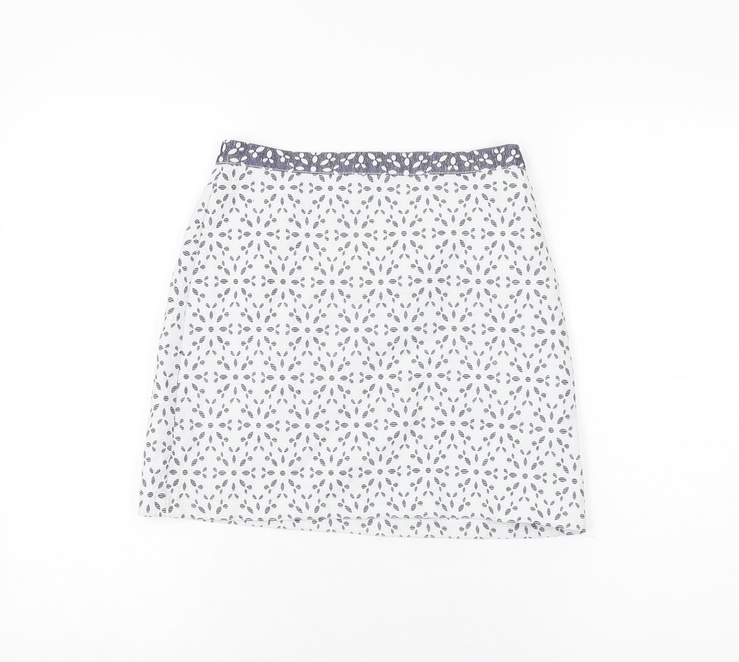 Topshop Womens White Floral Polyester Mini Skirt Size 8 Zip