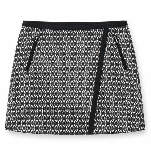 Wallis Womens Black Geometric Cotton A-Line Skirt Size 10 Zip