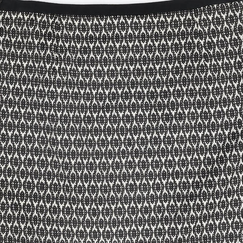 Wallis Womens Black Geometric Cotton A-Line Skirt Size 10 Zip
