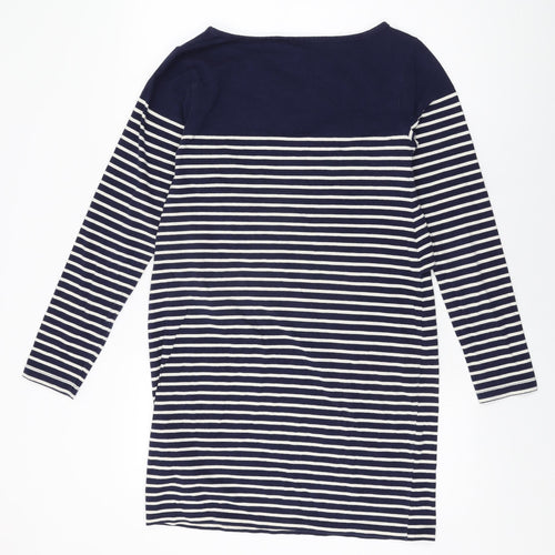 JoJo Maman Bébé Womens Blue Striped Cotton Shift Size M Round Neck Pullover