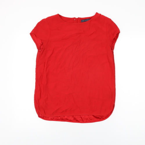 Marks and Spencer Womens Red Viscose Basic T-Shirt Size 12 Round Neck