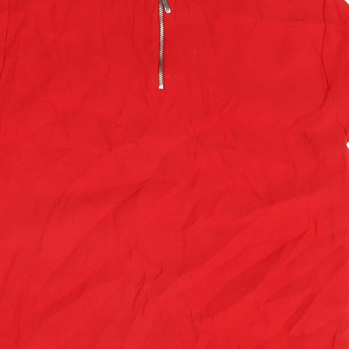 Marks and Spencer Womens Red Viscose Basic T-Shirt Size 12 Round Neck