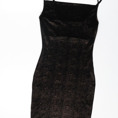 Miss Selfridge Womens Black Polyester Bodycon Size 6 Square Neck Pullover