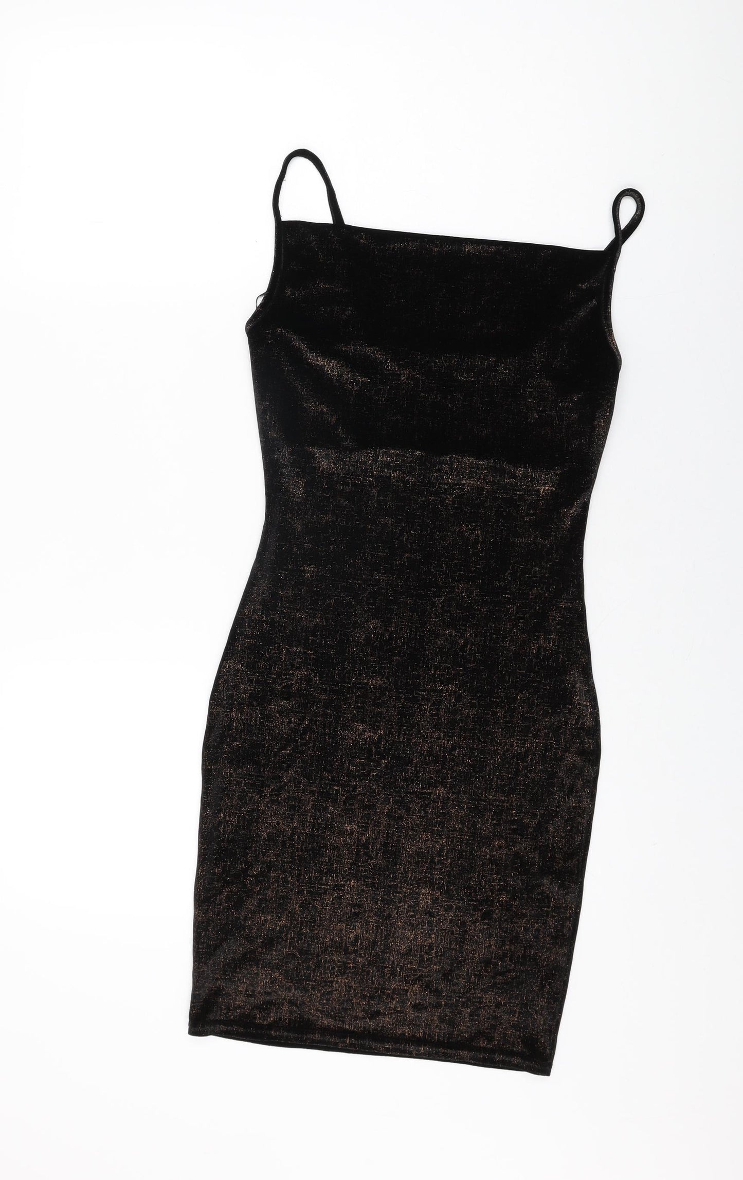 Miss Selfridge Womens Black Polyester Bodycon Size 6 Square Neck Pullover