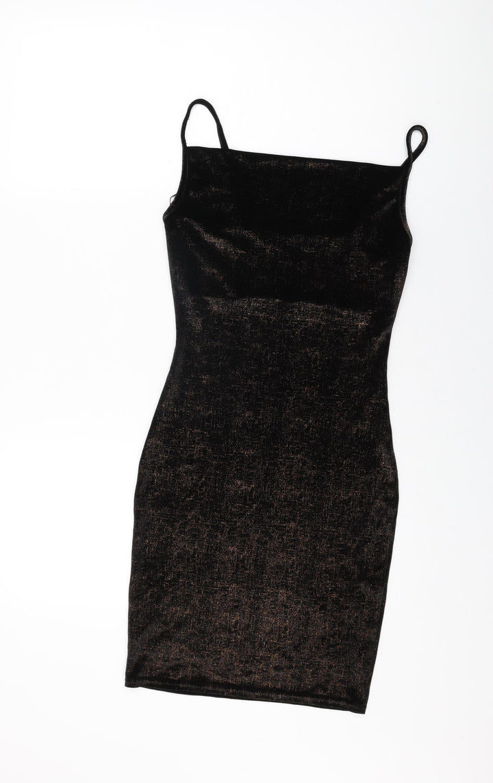 Miss Selfridge Womens Black Polyester Bodycon Size 6 Square Neck Pullover