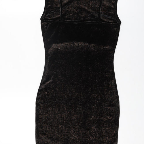 Miss Selfridge Womens Black Polyester Bodycon Size 6 Square Neck Pullover