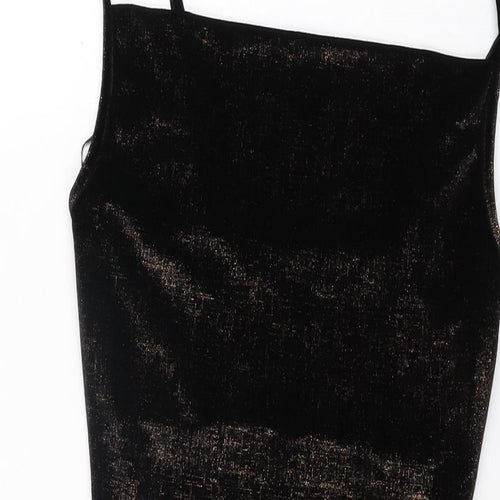 Miss Selfridge Womens Black Polyester Bodycon Size 6 Square Neck Pullover