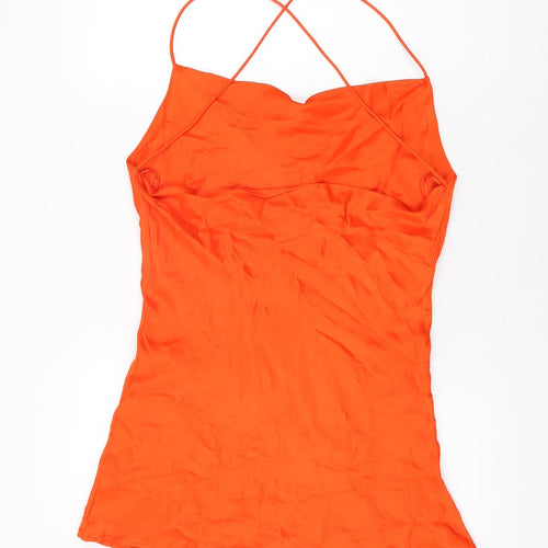 Zara Womens Red Viscose Camisole T-Shirt Size S Cowl Neck
