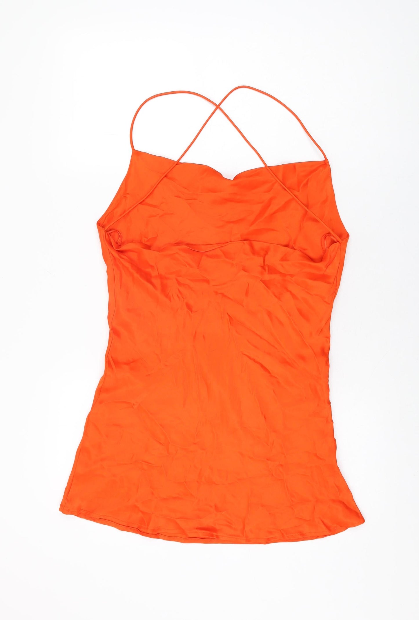 Zara Womens Red Viscose Camisole T-Shirt Size S Cowl Neck