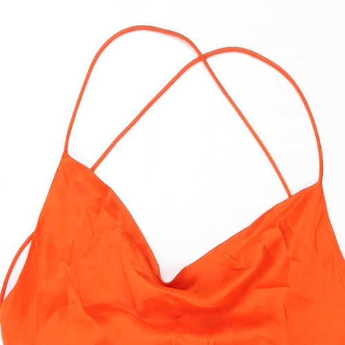 Zara Womens Red Viscose Camisole T-Shirt Size S Cowl Neck