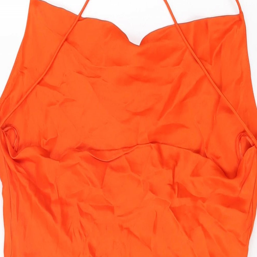 Zara Womens Red Viscose Camisole T-Shirt Size S Cowl Neck