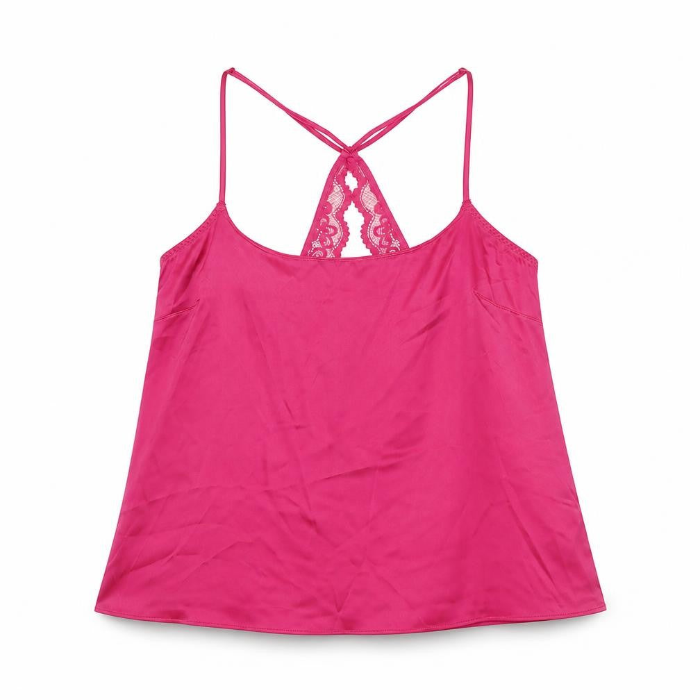 Marks & Spencer Womens Pink Solid Polyester Cami Pyjama Top Size S