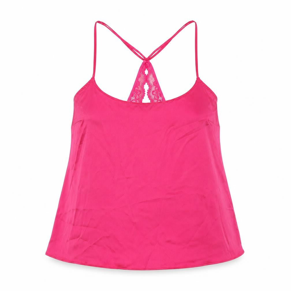 Marks & Spencer Womens Pink Solid Polyester Cami Pyjama Top Size S