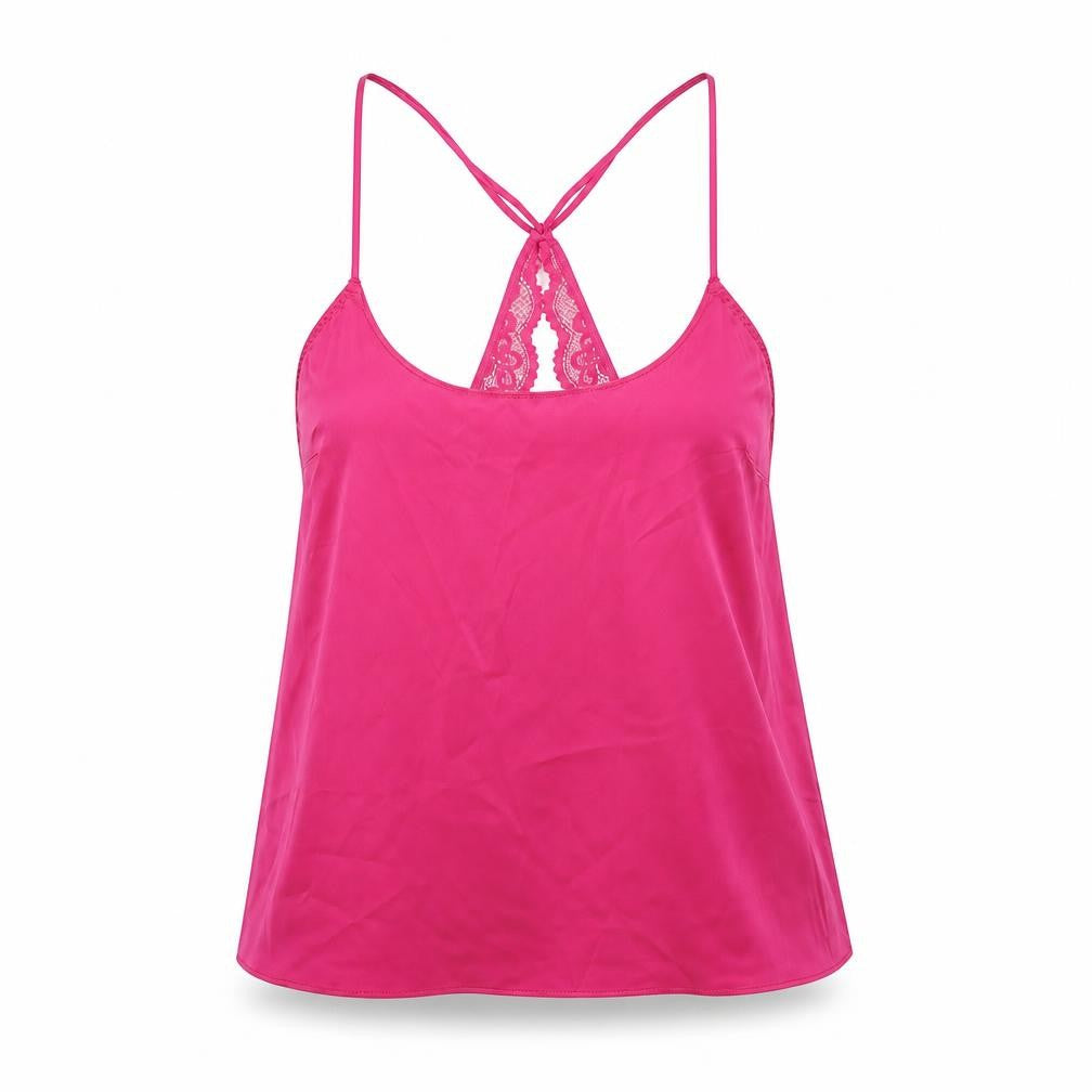 Marks & Spencer Womens Pink Solid Polyester Cami Pyjama Top Size S