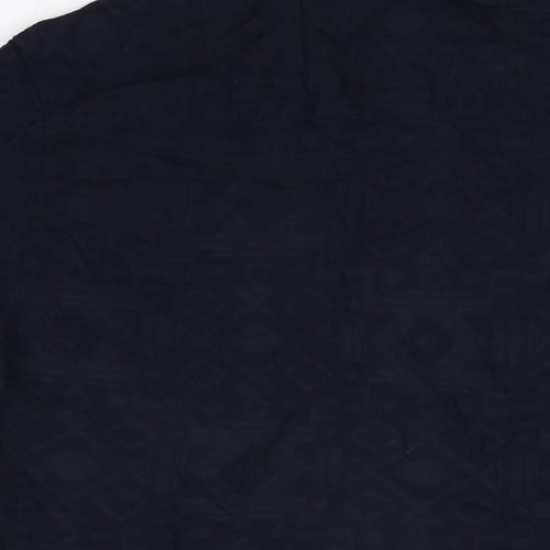 TOSS Mens Blue Geometric Polyester Button-Up Size XL Collared Button