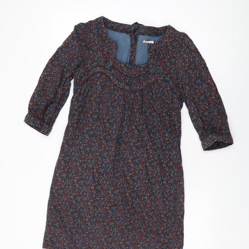 2two Womens Black Geometric Cotton Shift Size 10 Square Neck Pullover