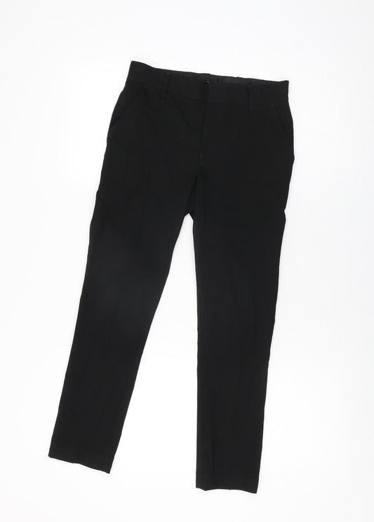 Marks and Spencer Girls Black Polyester Dress Pants Trousers Size 10-11 Years L25 in Regular Zip
