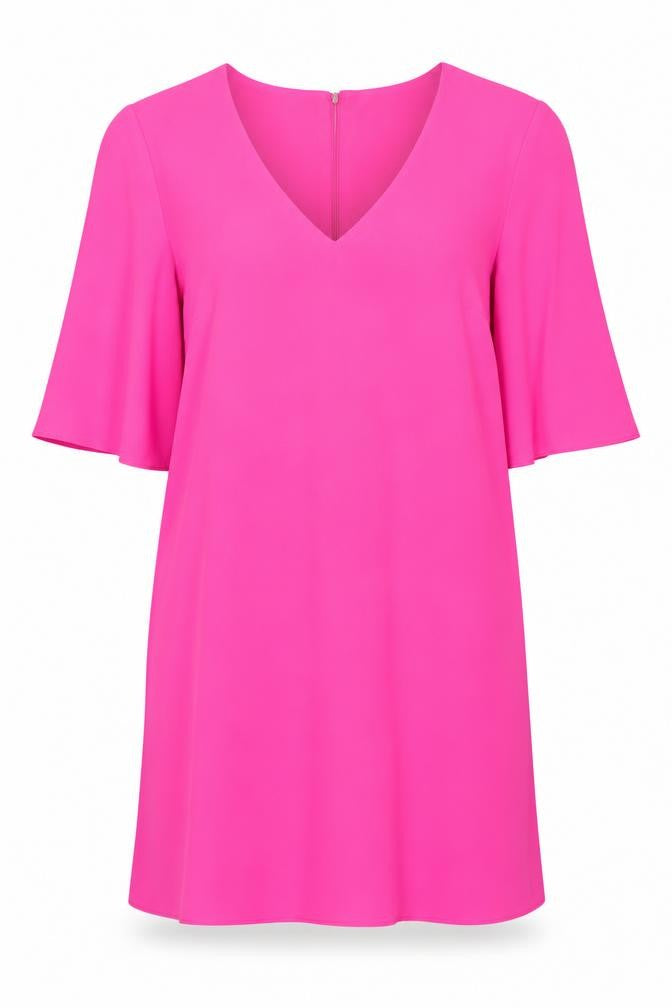 River Island Womens Pink Polyester Shift Size 8 V-Neck Button