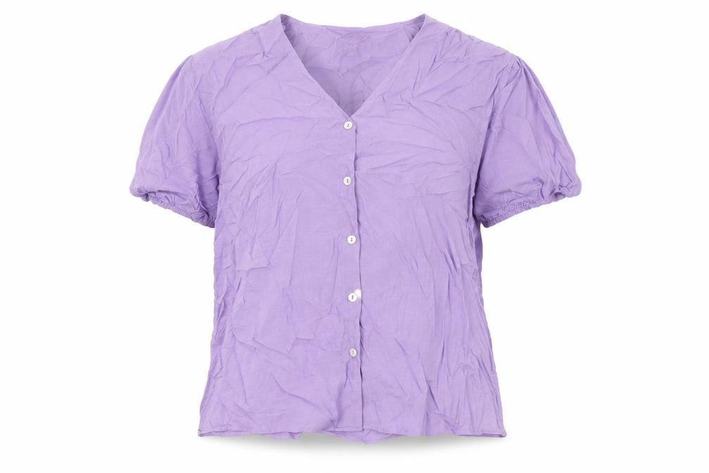Autograph Womens Purple Polyester Basic Button-Up Size 8 V-Neck