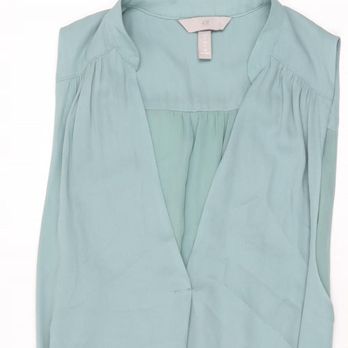 H&M Womens Blue Polyester Shift Size S V-Neck Pullover