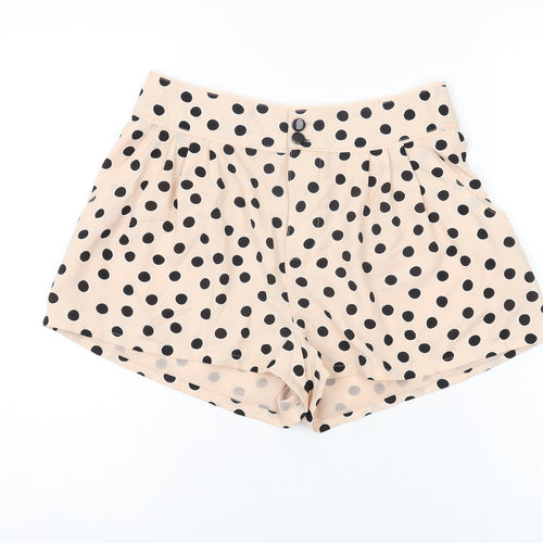 H&M Womens Pink Polka Dot Polyester Basic Shorts Size 10 Regular Zip