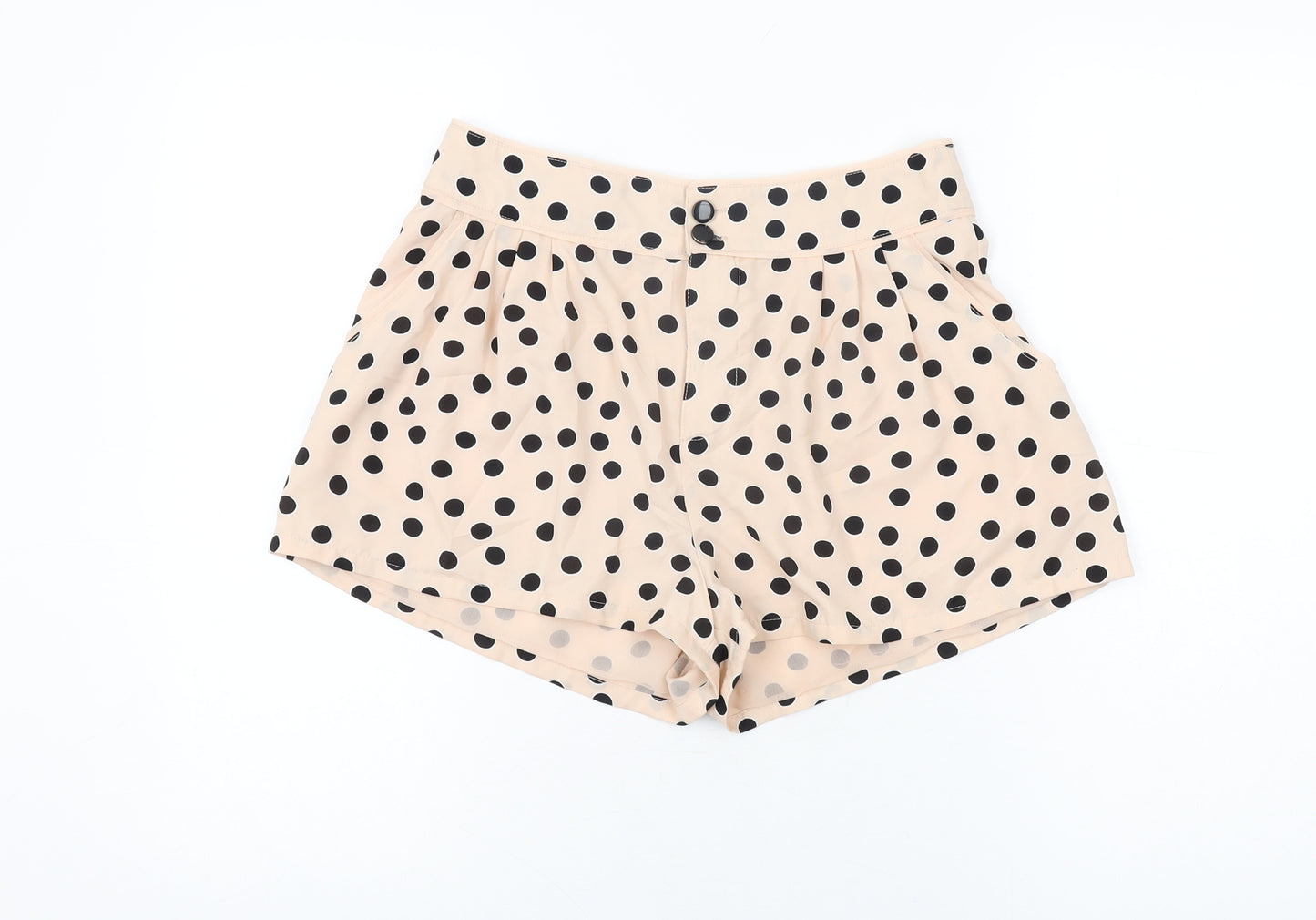 H&M Womens Pink Polka Dot Polyester Basic Shorts Size 10 Regular Zip