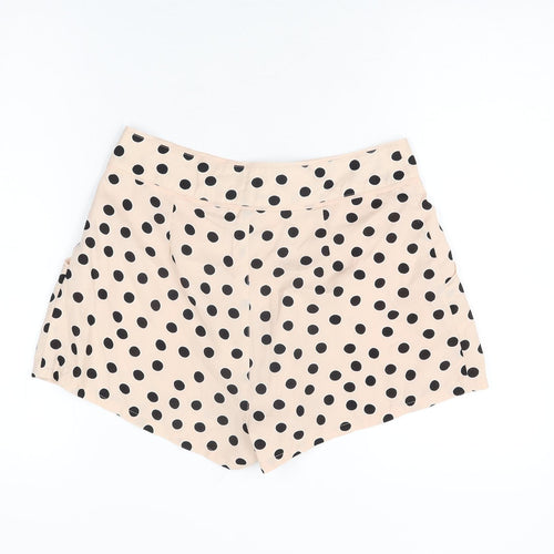 H&M Womens Pink Polka Dot Polyester Basic Shorts Size 10 Regular Zip