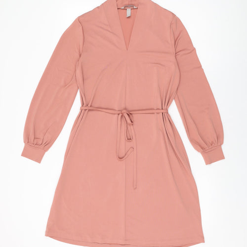 H&M Womens Pink Polyester Shift Size S V-Neck Pullover