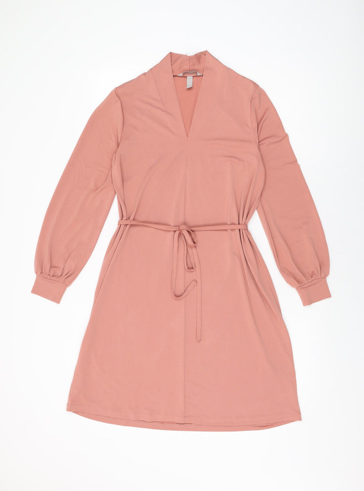 H&M Womens Pink Polyester Shift Size S V-Neck Pullover