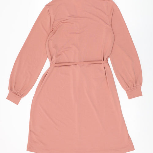 H&M Womens Pink Polyester Shift Size S V-Neck Pullover